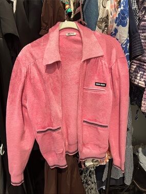 Miu Miu Pink Terry Jacket - Relaxed Open Front
